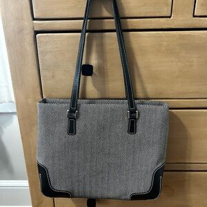 Lauren Ralph Lauren Black and Cream /white Patterned Tote